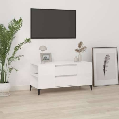 TV ormarić sjajni bijeli 102 x 44,5 x 50 cm konstruirano drvo - Visoko sjajno bijela 1 Cijena