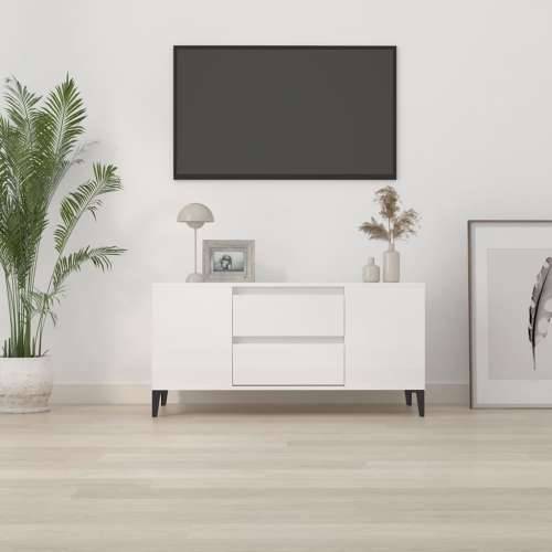 TV ormarić sjajni bijeli 102 x 44,5 x 50 cm konstruirano drvo - Visoko sjajno bijela 1 Cijena