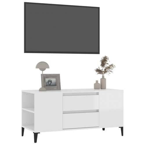 TV ormarić sjajni bijeli 102 x 44,5 x 50 cm konstruirano drvo - Visoko sjajno bijela 1 Cijena