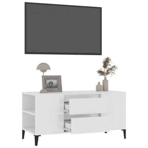 TV ormarić sjajni bijeli 102 x 44,5 x 50 cm konstruirano drvo - Visoko sjajno bijela 1 Cijena