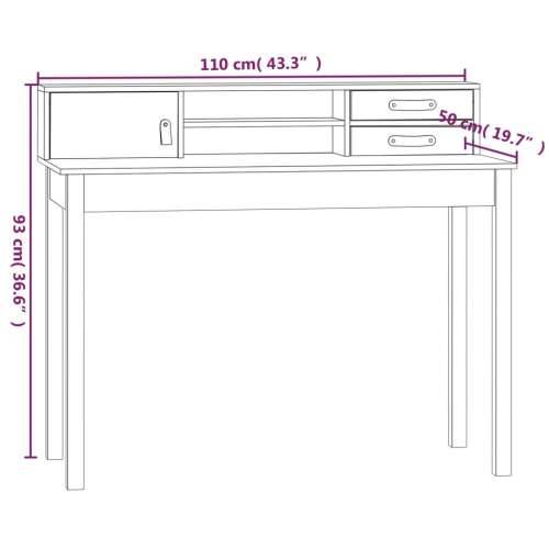 Radni stol smeđa boja meda 110 x 50 x 93 cm od masivne borovine Cijena