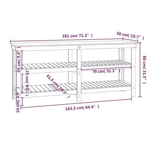 Radni stol bijeli 181 x 50 x 80 cm od masivne borovine Cijena