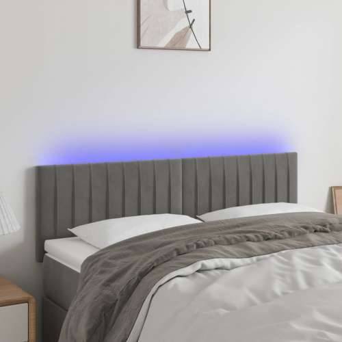LED uzglavlje svjetlosivo 144x5x78/88 cm baršunasto - Svjetlosiva 144 x 5 x 78/88 cm 1 Cijena