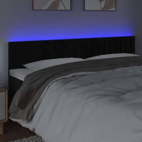 LED uzglavlje crno 200x5x78/88 cm baršunasto - Crna 200 x 5 x 78/88 cm 1 Cijena