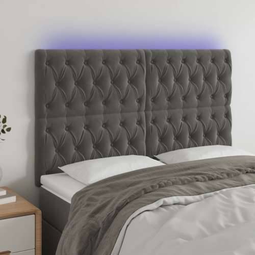 LED uzglavlje tamnosivo 144x7x118/128 cm baršunasto - Tamno siva 144 x 7 x 118/128 cm 1 Cijena