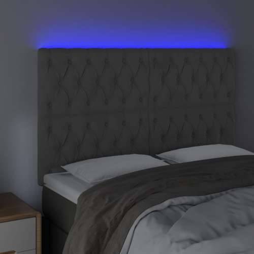 LED uzglavlje tamnosivo 144x7x118/128 cm baršunasto - Tamno siva 144 x 7 x 118/128 cm 1 Cijena