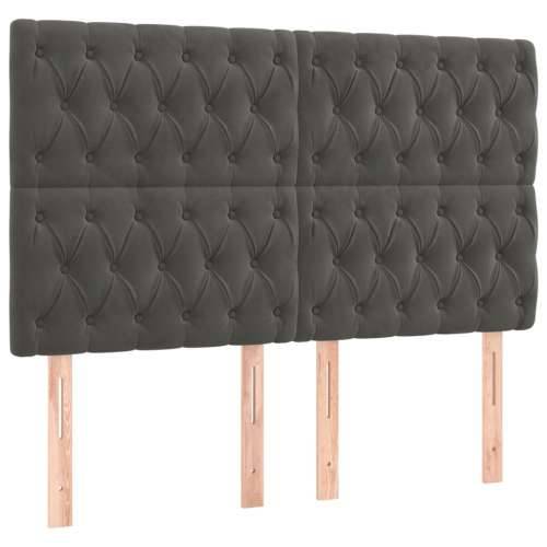 LED uzglavlje tamnosivo 144x7x118/128 cm baršunasto - Tamno siva 144 x 7 x 118/128 cm 1 Cijena