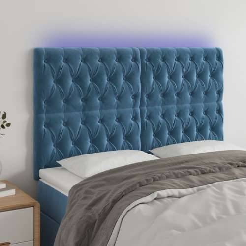 LED uzglavlje tamnoplavo 144x7x118/128 cm baršunasto - Tamno plava 144 x 7 x 118/128 cm 1 Cijena