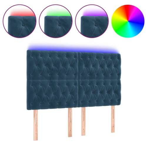 LED uzglavlje tamnoplavo 144x7x118/128 cm baršunasto - Tamno plava 144 x 7 x 118/128 cm 1 Cijena