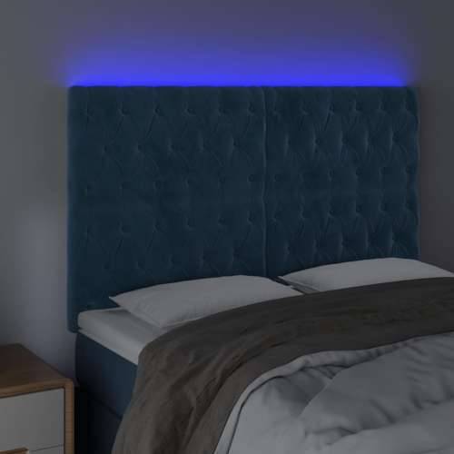 LED uzglavlje tamnoplavo 144x7x118/128 cm baršunasto - Tamno plava 144 x 7 x 118/128 cm 1 Cijena