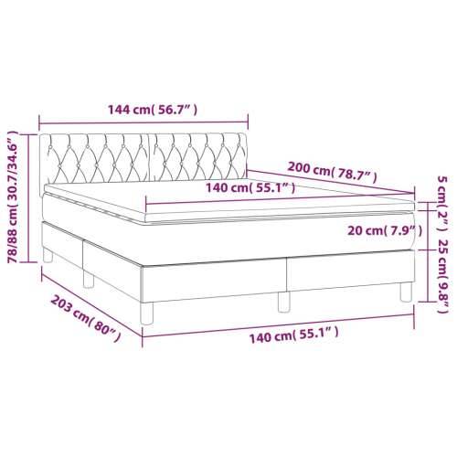 Krevet box spring s madracem LED tamnoplavi 140x200 cm baršun - Tamno plava 140 x 200 cm Dizajn s gumbima Cijena