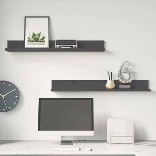 Zidne police 2 kom sive 80 x 11 x 9 cm od masivne borovine - Siva 80 x 11 x 9 cm 1 Cijena