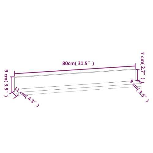 Zidne police 2 kom sive 80 x 11 x 9 cm od masivne borovine - Siva 80 x 11 x 9 cm 1 Cijena