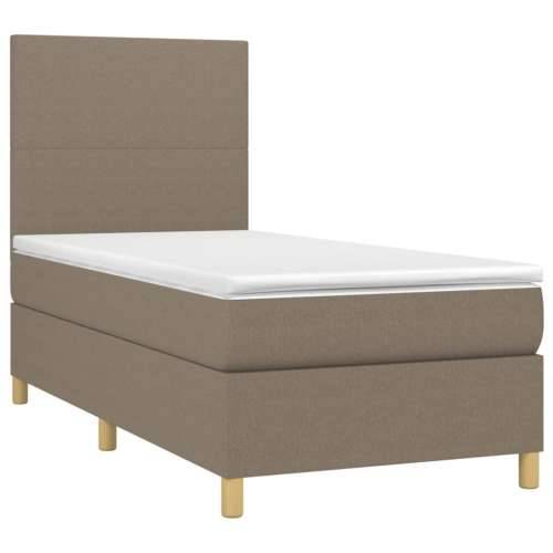 Krevet box spring s madracem LED smeđesivi 90x190 cm tkanina - Sivo-smeđa 90 x 190 cm Gladak dizajn Cijena
