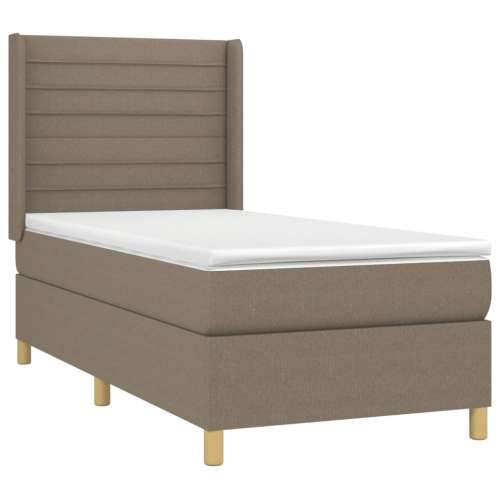 Krevet box spring s madracem LED smeđesivi 90x190 cm tkanina - Sivo-smeđa 90 x 190 cm vodoravne pruge Cijena