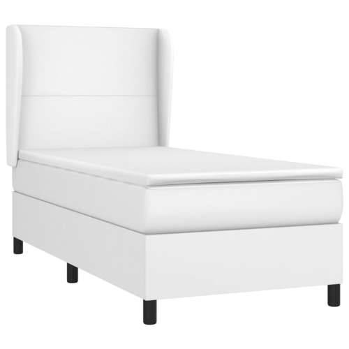 Krevet s oprugama i madracem bijeli 80 x 200 cm od umjetne kože - Bijela 80 x 200 cm Gladak dizajn Cijena