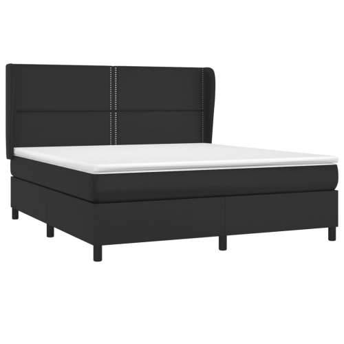 Krevet s oprugama i madracem crni 180 x 200 cm od umjetne kože - Crna 180 x 200 cm Obično s čavlima Cijena