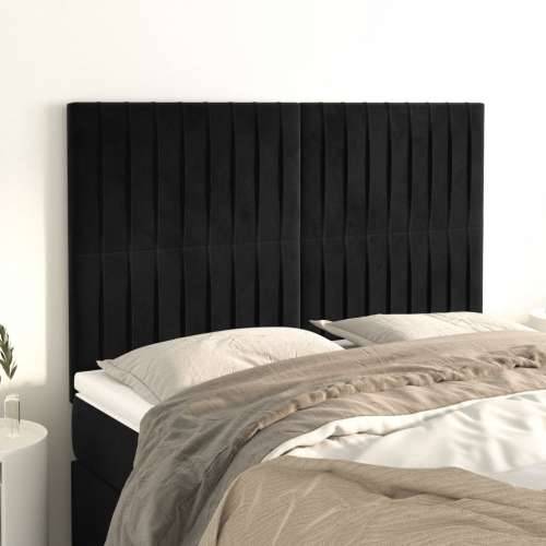Uzglavlja 4 kom crni 72 x 5 x 78/88 cm baršunasta - Crna 144 cm 1 Visoko Cijena