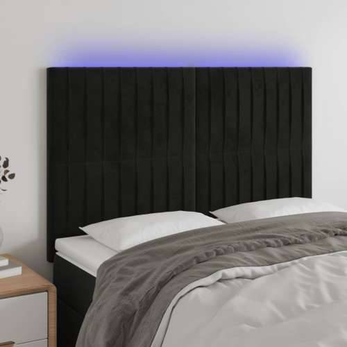 LED uzglavlje crno 144x5x118/128 cm baršunasto - Crna 144 x 5 x 118/128 cm 1 Cijena