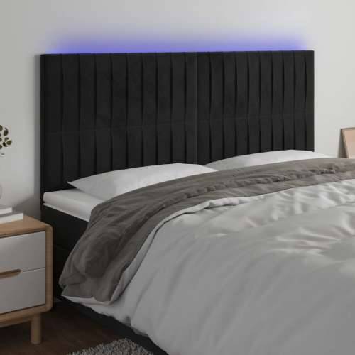 LED uzglavlje crno 200x5x118/128 cm baršunasto  - Crna 200 x 5 x 118/128 cm 1 Cijena