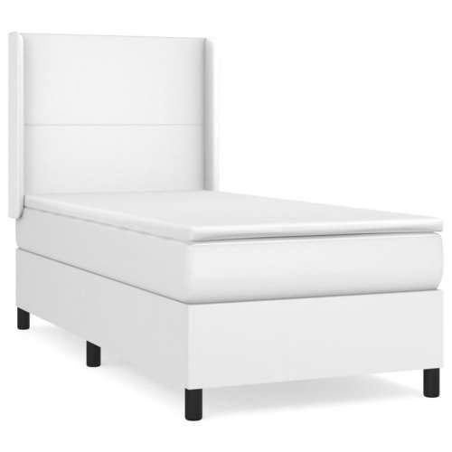 Krevet s oprugama i madracem bijeli 80 x 200 cm od umjetne kože - Bijela 80 x 200 cm Gladak dizajn Cijena