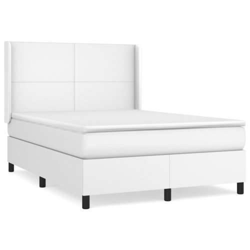 Krevet s oprugama i madracem bijeli 140x190 cm od umjetne kože - Bijela 140 x 190 cm Gladak dizajn Cijena