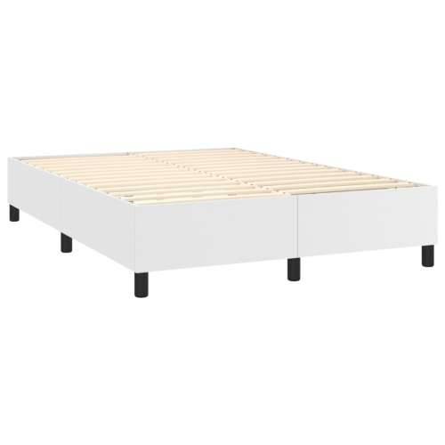Krevet s oprugama i madracem bijeli 140x190 cm od umjetne kože - Bijela 140 x 190 cm Gladak dizajn Cijena