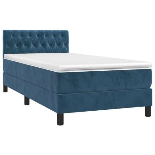Krevet box spring s madracem LED tamnoplavi 100x200 cm baršun - Tamno plava 100 x 200 cm Dizajn s gumbima Cijena