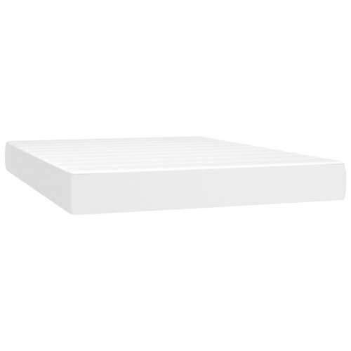 Krevet box spring s madracem LED bijeli 140x200 cm umjetna koža - Bijela 140 x 200 cm gumbi Cijena