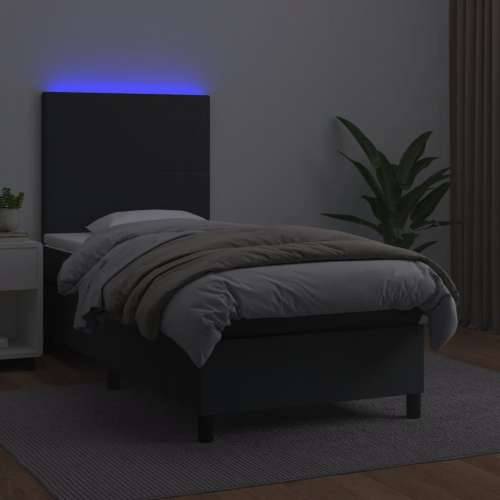 Krevet box spring s madracem LED crni 100x200cm od umjetne kože - Crna 100 x 200 cm Gladak dizajn Cijena