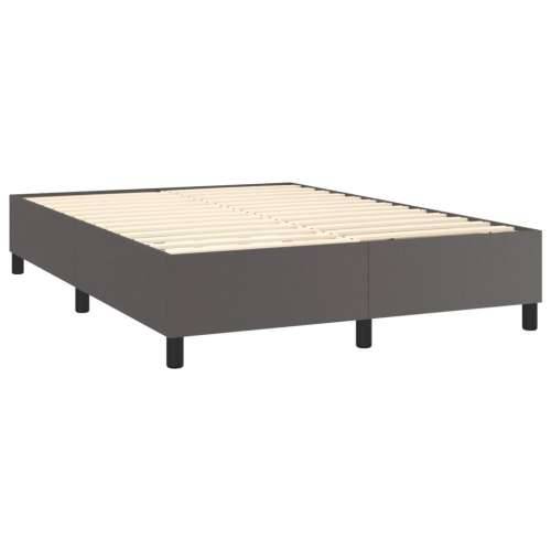 Krevet box spring s madracem LED sivi 140x190cm od umjetne kože - Siva 140 x 190 cm Obično s čavlima Cijena