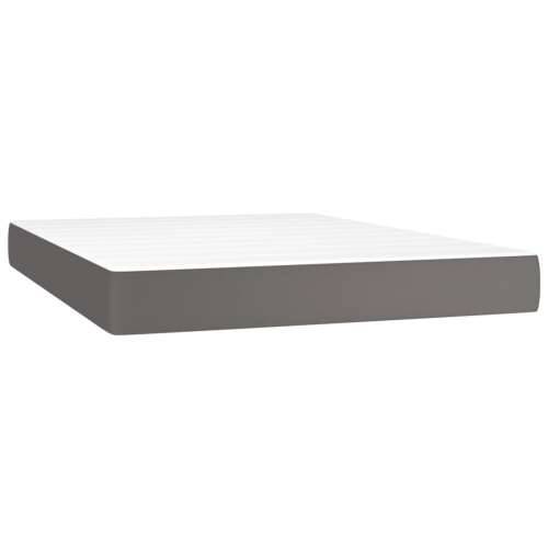 Krevet box spring s madracem LED sivi 140x190cm od umjetne kože - Siva 140 x 190 cm Obično s čavlima Cijena