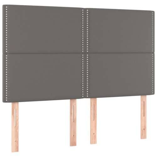 Krevet box spring s madracem LED sivi 140x190cm od umjetne kože - Siva 140 x 190 cm Obično s čavlima Cijena