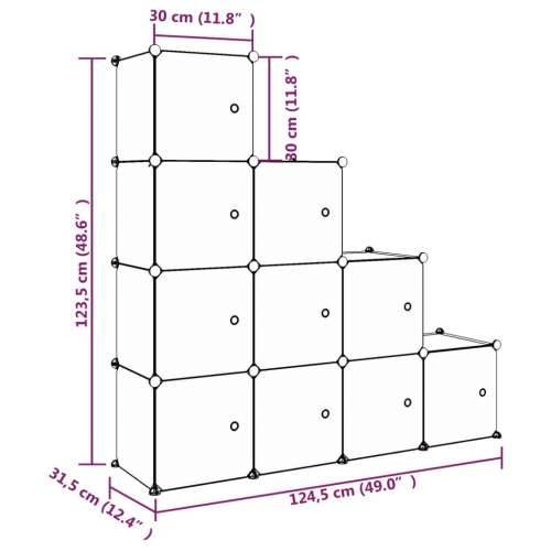 Dječji kockasti ormarić za pohranu s 10 kocki bijeli od PP-a - Bijela 1 123.5 cm 124.5 cm Cijena