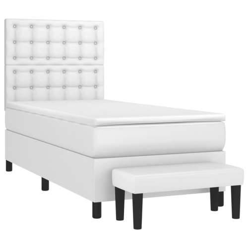 Krevet s oprugama i madracem bijeli 80 x 200 cm od umjetne kože - Bijela 80 x 200 cm gumbi Cijena