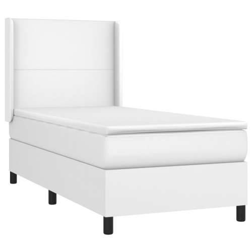 Krevet box spring s madracem LED bijeli 80x200 cm umjetna koža - Bijela 80 x 200 cm Gladak dizajn Cijena