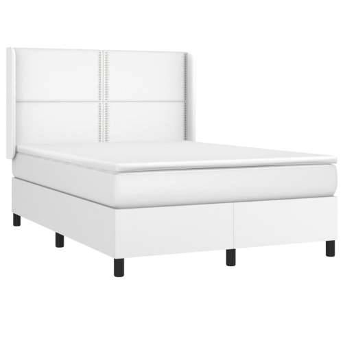 Krevet box spring s madracem LED bijeli 140x190 cm umjetna koža - Bijela 140 x 190 cm Obično s čavlima Cijena