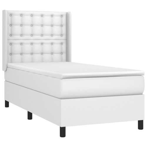 Krevet box spring s madracem LED bijeli 80x200 cm umjetna koža  - Bijela 80 x 200 cm gumbi Cijena