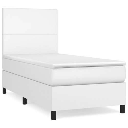 Krevet s oprugama i madracem bijeli 80 x 200 cm od umjetne kože - Bijela 80 x 200 cm Gladak dizajn Cijena