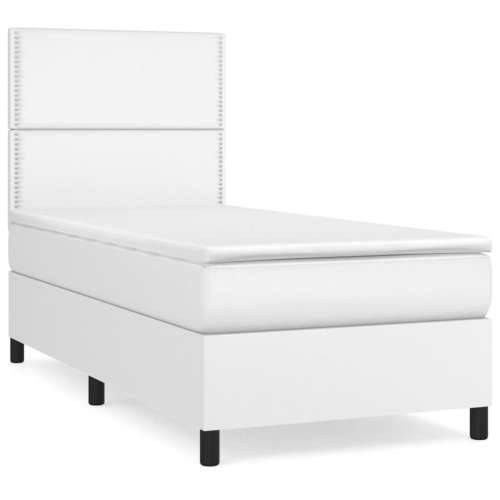 Krevet s oprugama i madracem bijeli 80 x 200 cm od umjetne kože - Bijela 80 x 200 cm Obično s čavlima Cijena