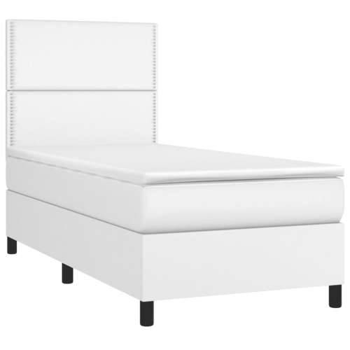 Krevet s oprugama i madracem bijeli 80 x 200 cm od umjetne kože - Bijela 80 x 200 cm Obično s čavlima Cijena