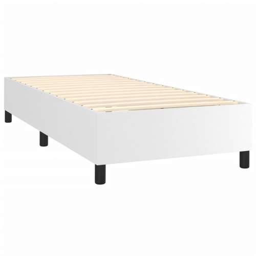 Krevet s oprugama i madracem bijeli 80 x 200 cm od umjetne kože - Bijela 80 x 200 cm gumbi Cijena