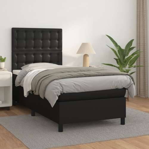 Krevet s oprugama i madracem crni 100x200 cm od umjetne kože - Crna 100 x 200 cm gumbi Cijena