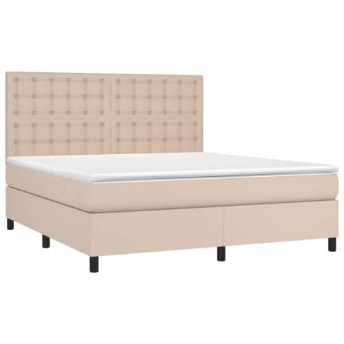 Krevet s oprugama i madrac cappuccino 160x200cm od umjetne kože - Boja cappuccina 160 x 200 cm gumbi Cijena