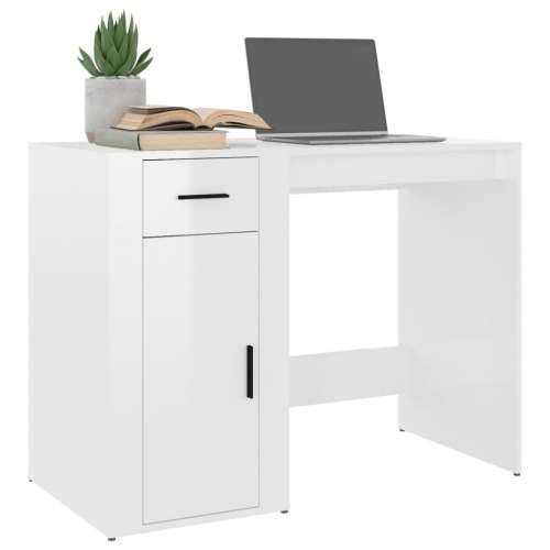 Radni stol visoki sjaj bijeli 100x49x75 cm konstruirano drvo Cijena