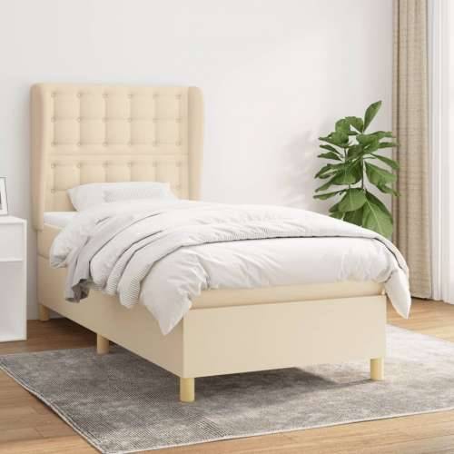 Krevet s oprugama i madracem krem 90 x 190 cm od tkanine - Krema 90 x 190 cm gumbi Cijena