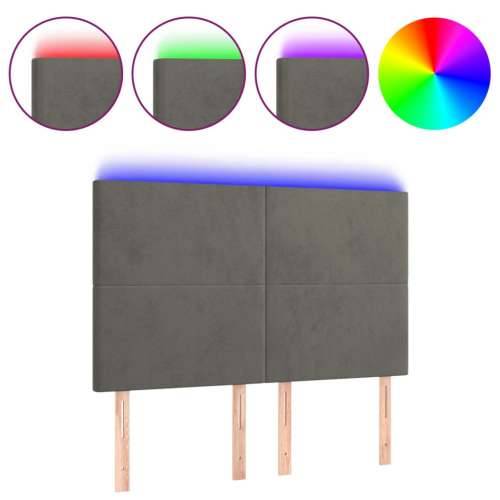 LED uzglavlje tamnosivo 144x5x118/128 cm baršunasto - Tamno siva 144 x 5 x 118/128 cm 1 Cijena