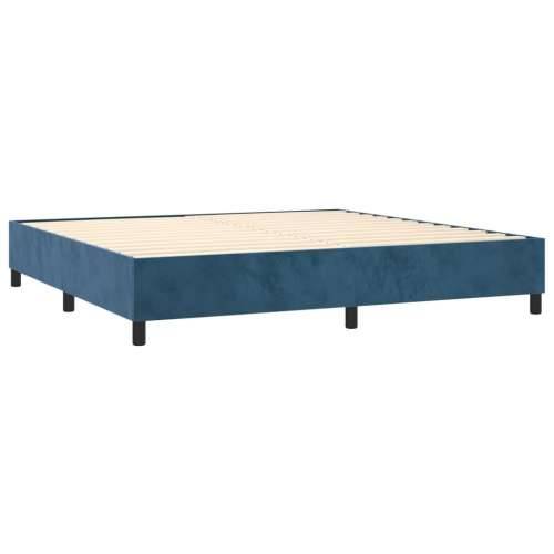 Krevet s oprugama i madracem tamnoplavi 200x200 cm baršunasti - Tamno plava 200 x 200 cm Okomite pruge Cijena