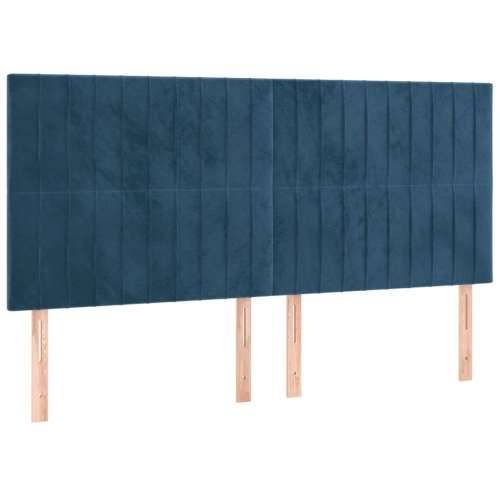 Krevet s oprugama i madracem tamnoplavi 200x200 cm baršunasti - Tamno plava 200 x 200 cm Okomite pruge Cijena