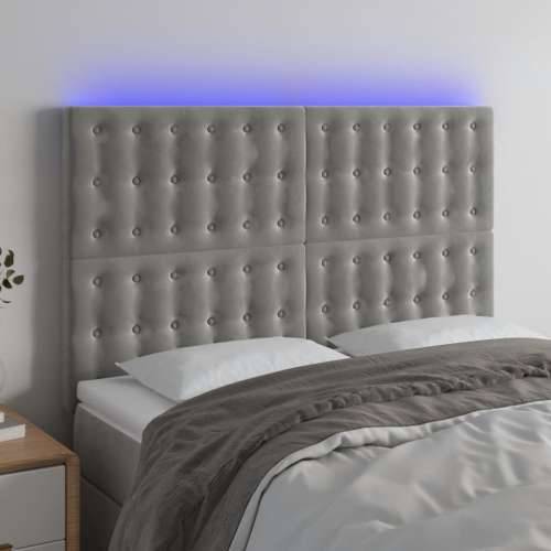 LED uzglavlje svjetlosivo 144x5x118/128 cm baršunasto - Svjetlosiva 144 x 5 x 118/128 cm 1 Cijena